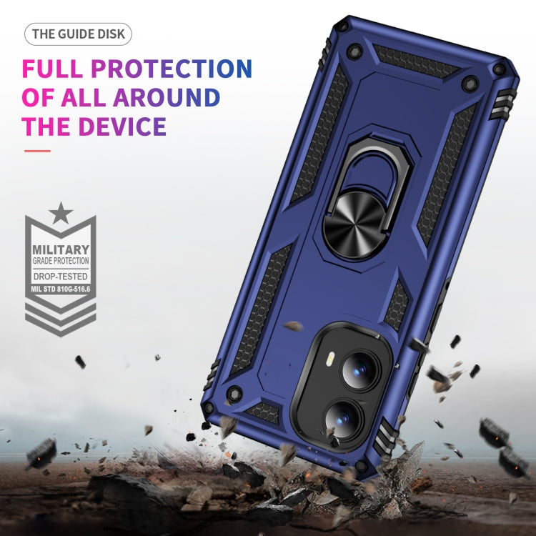 For Motorola Edge 2024 Shockproof TPU + PC Phone Case with Holder(Blue) by buy2fix