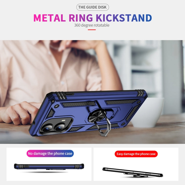 For Motorola Edge 2024 Shockproof TPU + PC Phone Case with Holder(Blue) by buy2fix