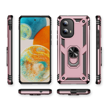 For Motorola Edge 2024 Shockproof TPU + PC Phone Case with Holder(Rose Gold) by buy2fix