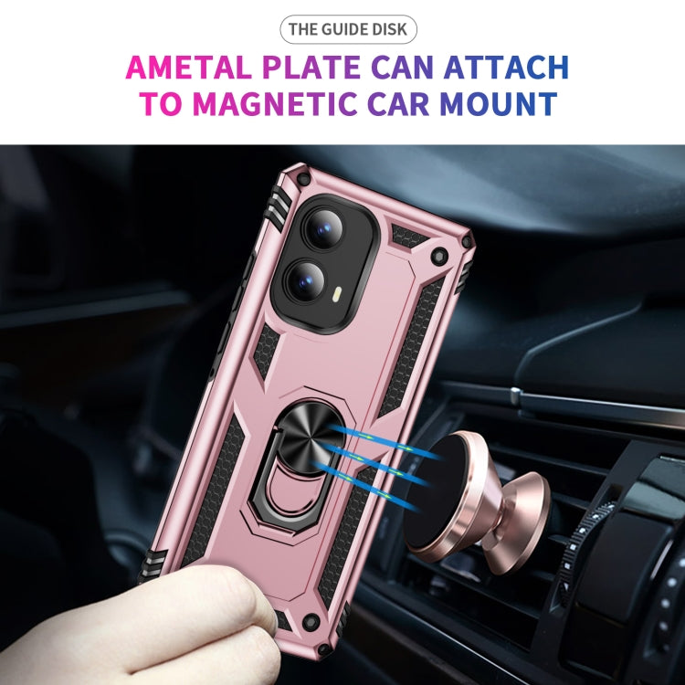 For Motorola Edge 2024 Shockproof TPU + PC Phone Case with Holder(Rose Gold) by buy2fix