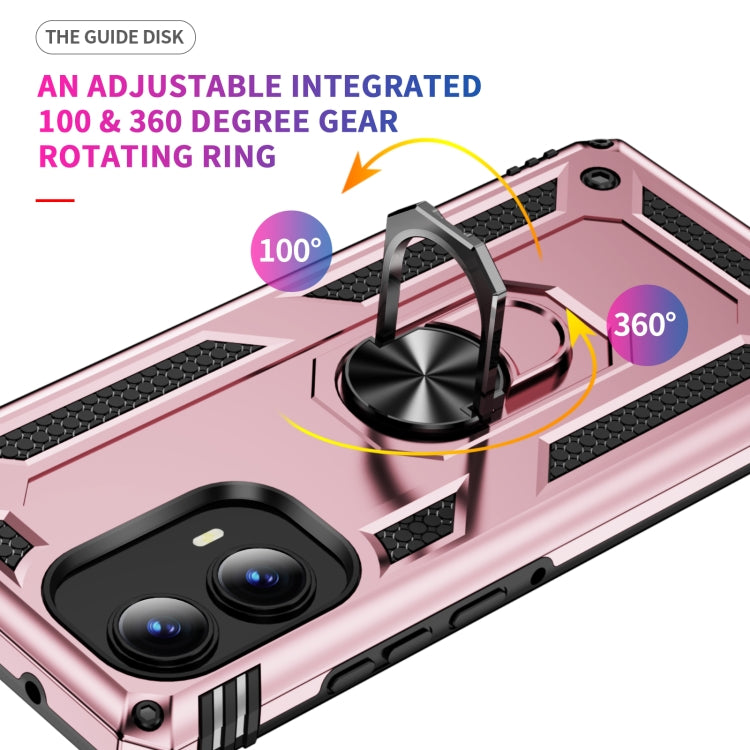 For Motorola Edge 2024 Shockproof TPU + PC Phone Case with Holder(Rose Gold) by buy2fix