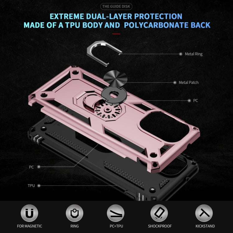 For Motorola Edge 2024 Shockproof TPU + PC Phone Case with Holder(Rose Gold) by buy2fix