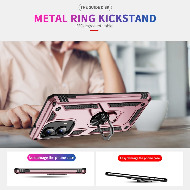 For Motorola Edge 2024 Shockproof TPU + PC Phone Case with Holder(Rose Gold) by buy2fix