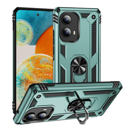 For Motorola Edge 2024 Shockproof TPU + PC Phone Case with Holder(Dark Green) by buy2fix