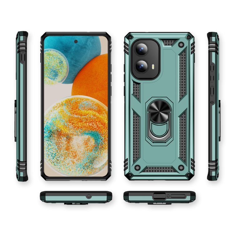 For Motorola Edge 2024 Shockproof TPU + PC Phone Case with Holder(Dark Green) by buy2fix