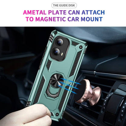 For Motorola Edge 2024 Shockproof TPU + PC Phone Case with Holder(Dark Green) by buy2fix