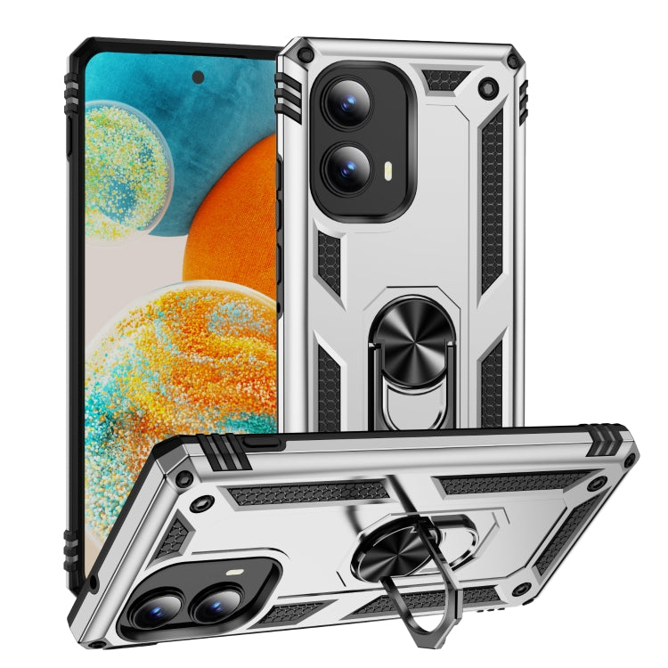 For Motorola Edge 2024 Shockproof TPU + PC Phone Case with Holder(Silver) by buy2fix