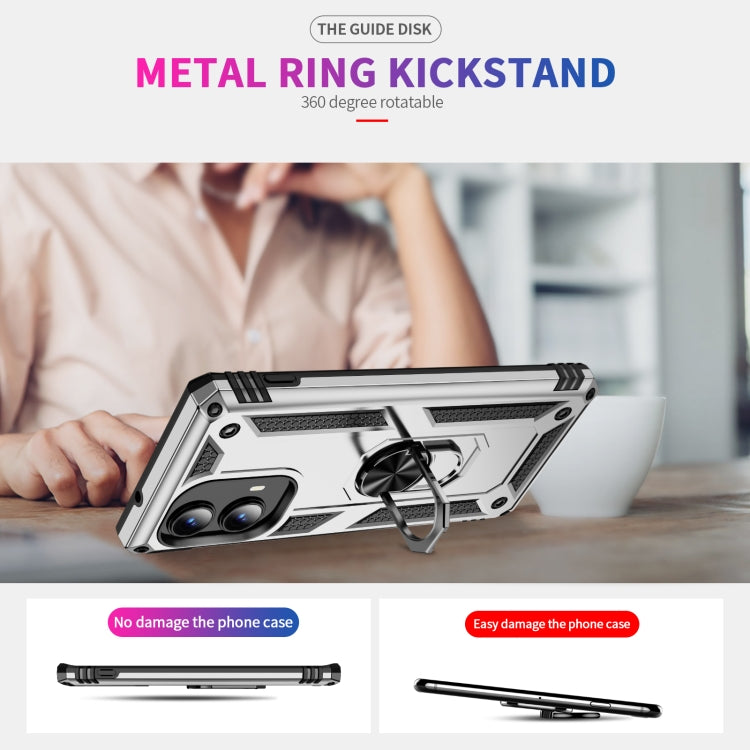 For Motorola Edge 2024 Shockproof TPU + PC Phone Case with Holder(Silver) by buy2fix