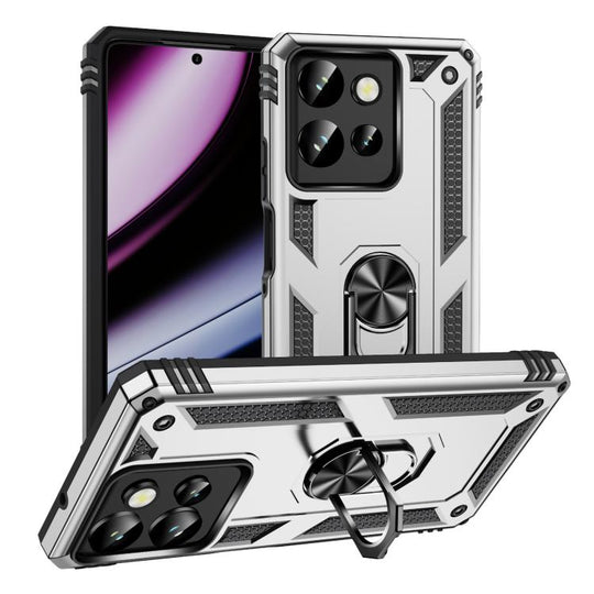 For Motorola Moto G Play 2025 / G Power 2025 Shockproof TPU + PC Phone Case with Holder(Silver)