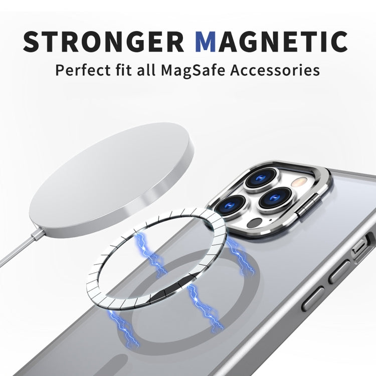 For iPhone 12 Pro Max Metal Invisible Camera Holder MagSafe Magnetic Phone Case(Grey) by buy2fix
