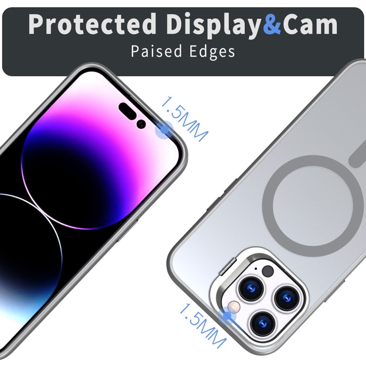 For iPhone 12 Pro Max Metal Invisible Camera Holder MagSafe Magnetic Phone Case(Grey) by buy2fix