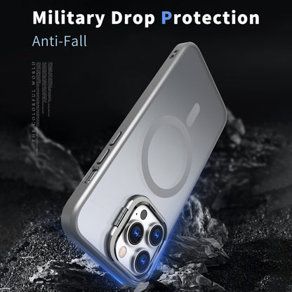 For iPhone 12 Pro Max Metal Invisible Camera Holder MagSafe Magnetic Phone Case(Grey) by buy2fix