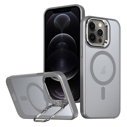 For iPhone 12 Pro Metal Invisible Camera Holder MagSafe Magnetic Phone Case(Grey) by buy2fix