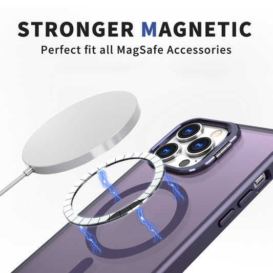 For iPhone 12 Pro Metal Invisible Camera Holder MagSafe Magnetic Phone Case(Purple) by buy2fix