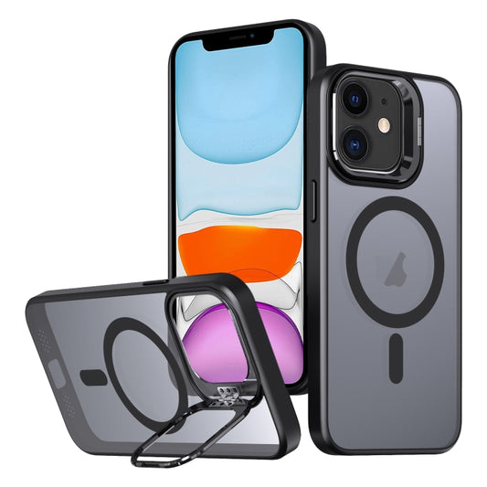 For iPhone 11 Metal Invisible Camera Holder MagSafe Magnetic Phone Case(Black) by buy2fix