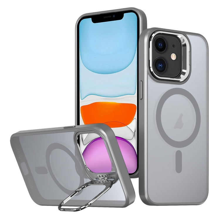 For iPhone 11 Metal Invisible Camera Holder MagSafe Magnetic Phone Case(Grey) by buy2fix
