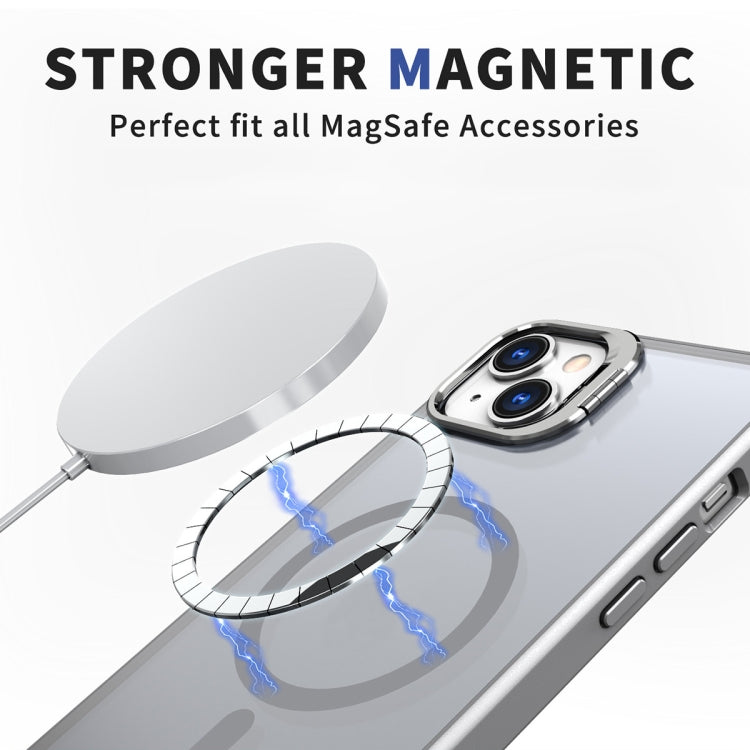 For iPhone 11 Metal Invisible Camera Holder MagSafe Magnetic Phone Case(Grey) by buy2fix