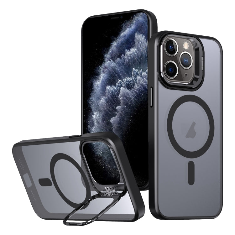 For iPhone 11 Pro Metal Invisible Camera Holder MagSafe Magnetic Phone Case(Black) by buy2fix