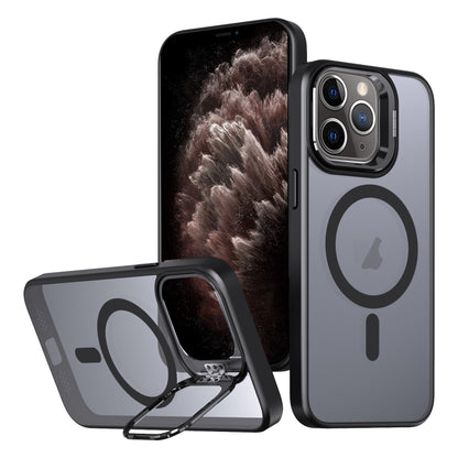 For iPhone 11 Pro Max Metal Invisible Camera Holder MagSafe Magnetic Phone Case(Black) by buy2fix