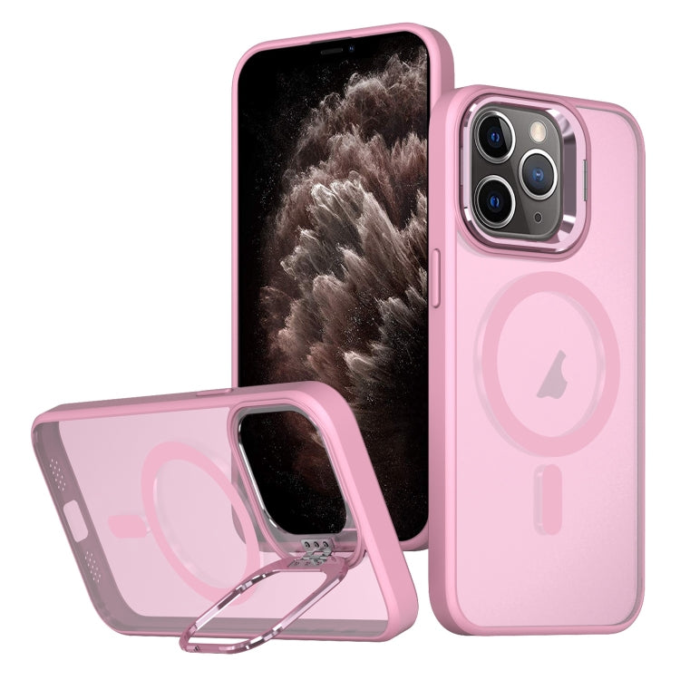 For iPhone 11 Pro Max Metal Invisible Camera Holder MagSafe Magnetic Phone Case(Pink) by buy2fix