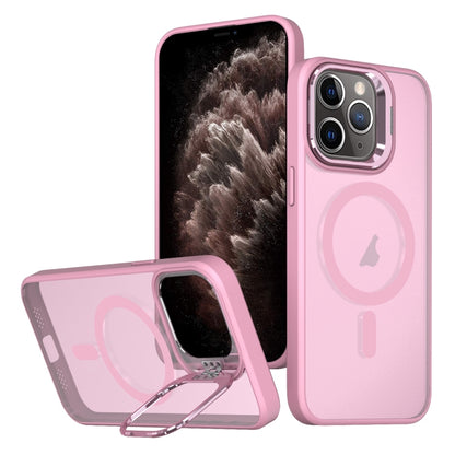 For iPhone 11 Pro Max Metal Invisible Camera Holder MagSafe Magnetic Phone Case(Pink) by buy2fix