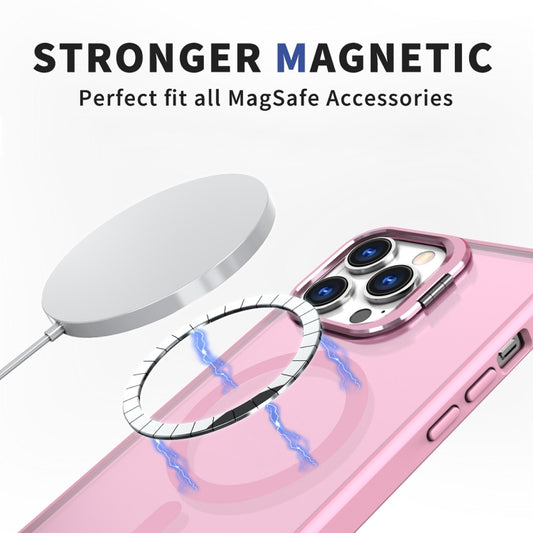 For iPhone 11 Pro Max Metal Invisible Camera Holder MagSafe Magnetic Phone Case(Pink) by buy2fix