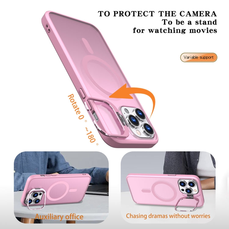 For iPhone 11 Pro Max Metal Invisible Camera Holder MagSafe Magnetic Phone Case(Pink) by buy2fix