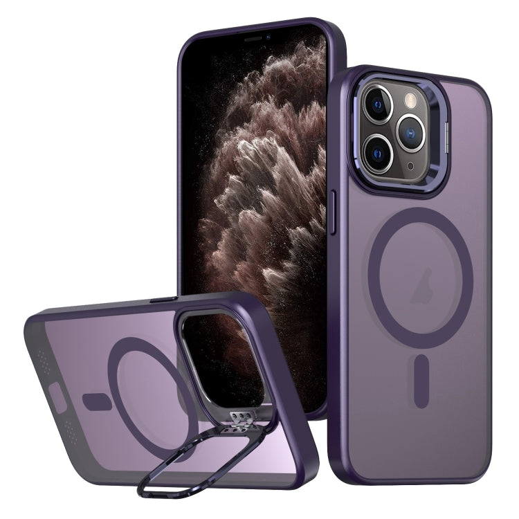 For iPhone 11 Pro Max Metal Invisible Camera Holder MagSafe Magnetic Phone Case(Purple) by buy2fix