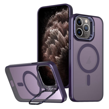 For iPhone 11 Pro Max Metal Invisible Camera Holder MagSafe Magnetic Phone Case(Purple) by buy2fix