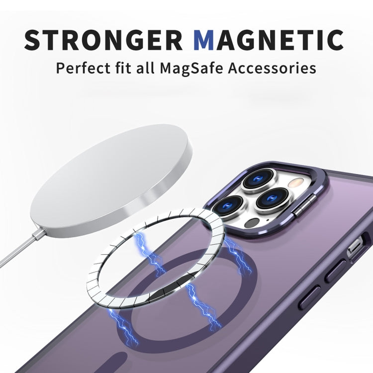 For iPhone 11 Pro Max Metal Invisible Camera Holder MagSafe Magnetic Phone Case(Purple) by buy2fix