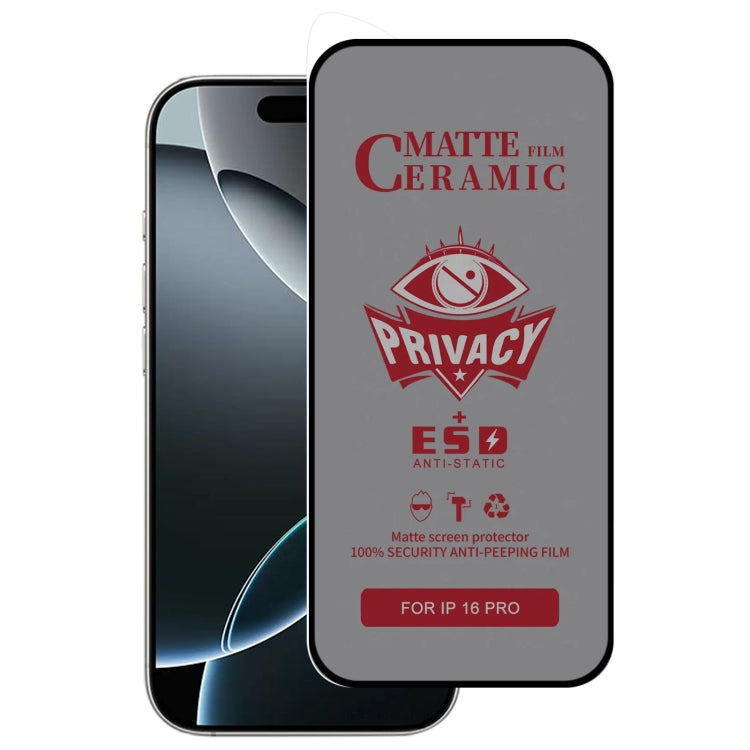 For iPhone 16 Pro Full Coverage Frosted Privacy Ceramic Film by buy2fix
