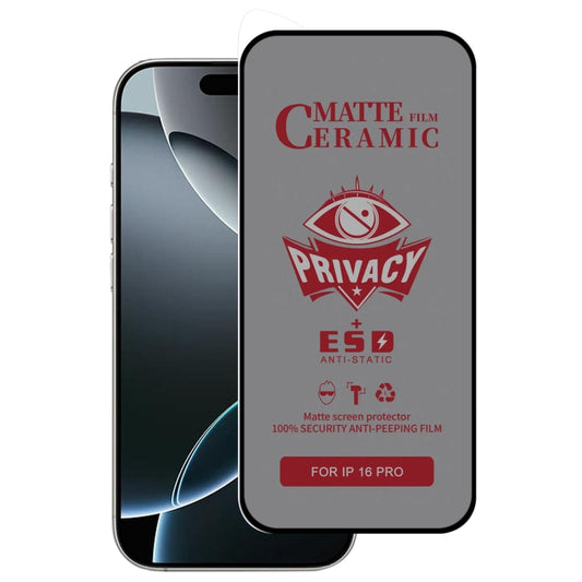 For iPhone 16 Pro Full Coverage Frosted Privacy Ceramic Film by buy2fix