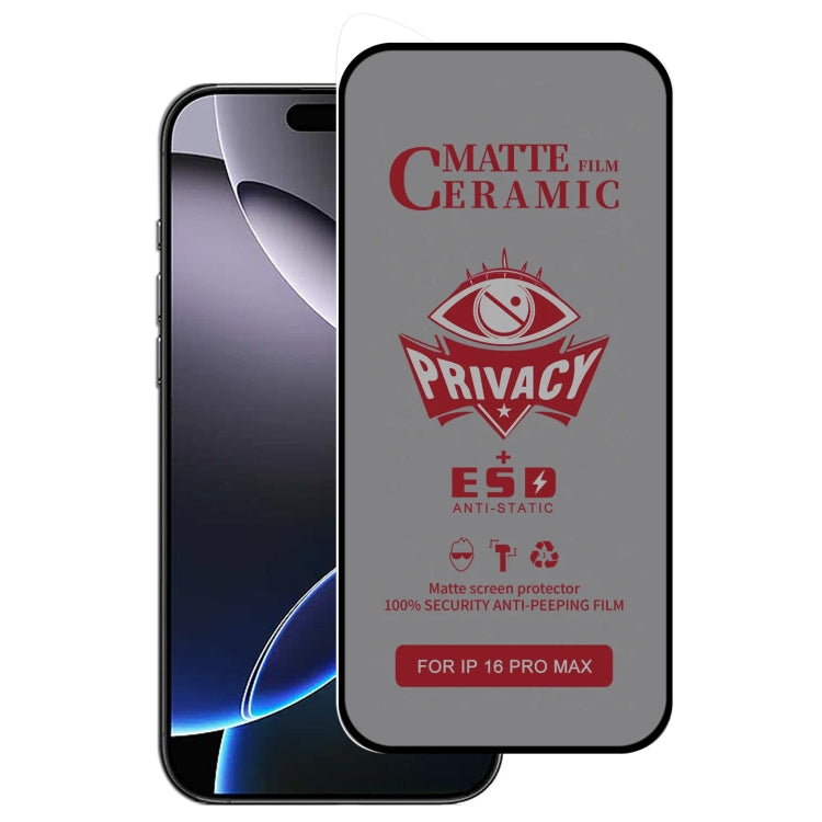 For iPhone 16 Pro Max Full Coverage Frosted Privacy Ceramic Film by buy2fix