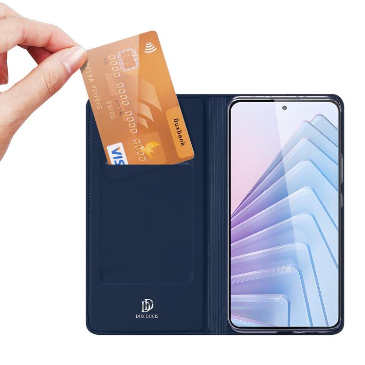 For Redmi Note 14 5G DUX DUCIS Skin Pro Series Flip Leather Phone Case(Blue) - Note 14 Cases by DUX DUCIS | Online Shopping UK | buy2fix