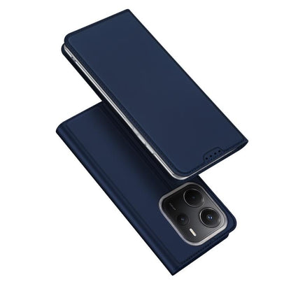 For Redmi Note 14 4G 163.25mm DUX DUCIS Skin Pro Series Flip Leather Phone Case(Blue) - Note 14 Cases by DUX DUCIS | Online Shopping UK | buy2fix