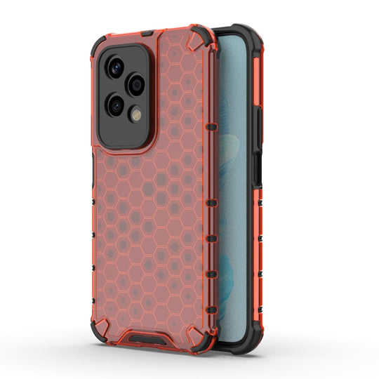 For Honor 200 Lite Global Shockproof Honeycomb PC + TPU Protective Phone Case(Red)