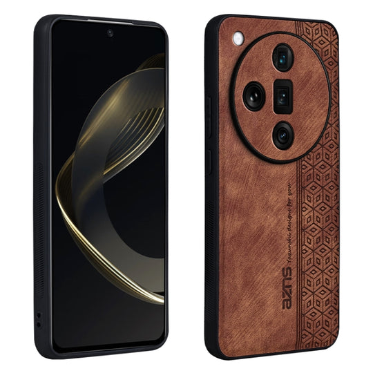 For OPPO Find X7 Ultra AZNS 3D Embossed Skin Feel Phone Case(Brown)