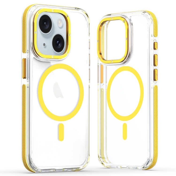 For iPhone 14 Dual-Color Clear Acrylic Hybrid TPU MagSafe Phone Case(Yellow) by buy2fix