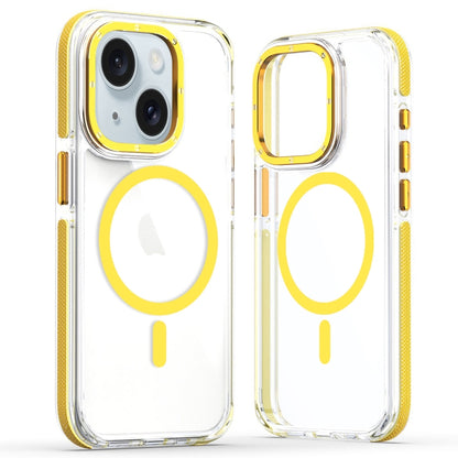 For iPhone 14 Dual-Color Clear Acrylic Hybrid TPU MagSafe Phone Case(Yellow) by buy2fix
