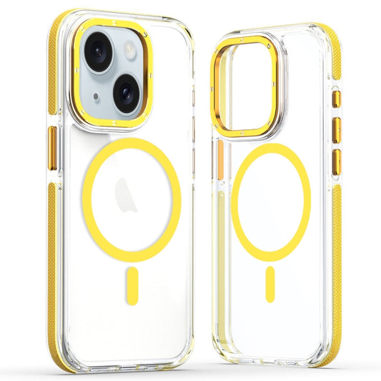 For iPhone 14 Dual-Color Clear Acrylic Hybrid TPU MagSafe Phone Case(Yellow) by buy2fix