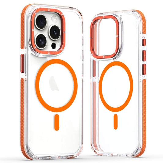 For iPhone 12 Pro Max Dual-Color Clear Acrylic Hybrid TPU MagSafe Phone Case(Orange) by buy2fix