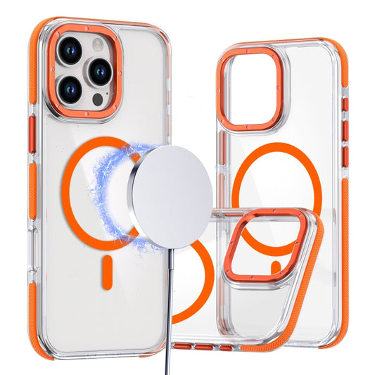 For iPhone 16 Pro Max Dual-Color Clear Acrylic Hybrid TPU MagSafe Phone Case(Orange) by buy2fix