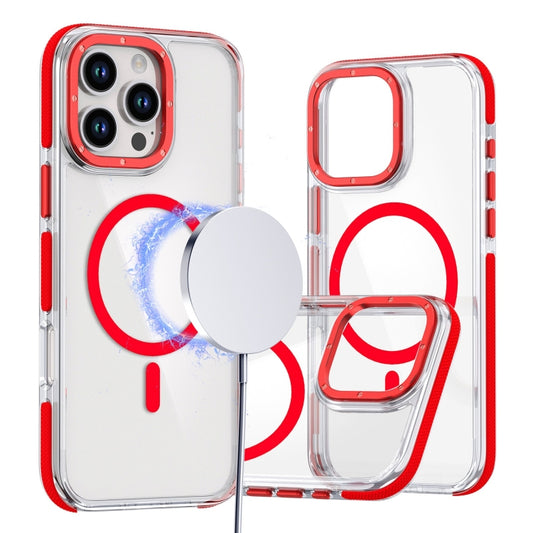 For iPhone 16 Pro Max Dual-Color Clear Acrylic Hybrid TPU MagSafe Phone Case(Red) by buy2fix