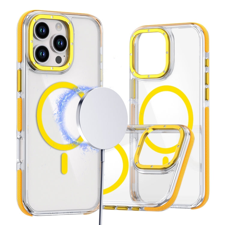 For iPhone 16 Pro Max Dual-Color Clear Acrylic Hybrid TPU MagSafe Phone Case(Yellow) by buy2fix
