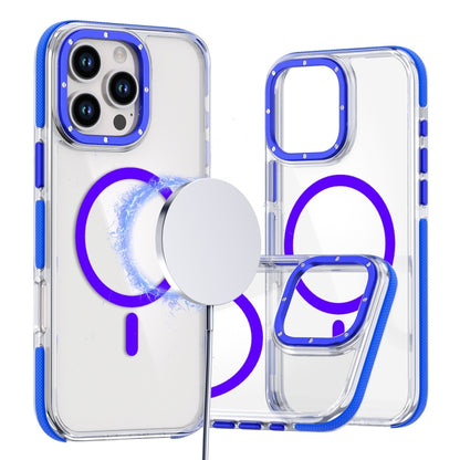 For iPhone 16 Pro Max Dual-Color Clear Acrylic Hybrid TPU MagSafe Phone Case(Blue) by buy2fix