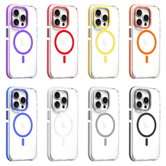 For iPhone 16 Pro Dual-Color Clear Acrylic Hybrid TPU MagSafe Phone Case(Purple) by buy2fix