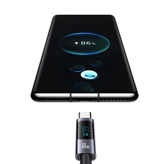 USAMS US-SJ673 USB To Type-C 6A Fast Charge Digital Display Data Cable, Length: 1.2m(Black) - USB-C & Type-C Cable by USAMS | Online Shopping UK | buy2fix