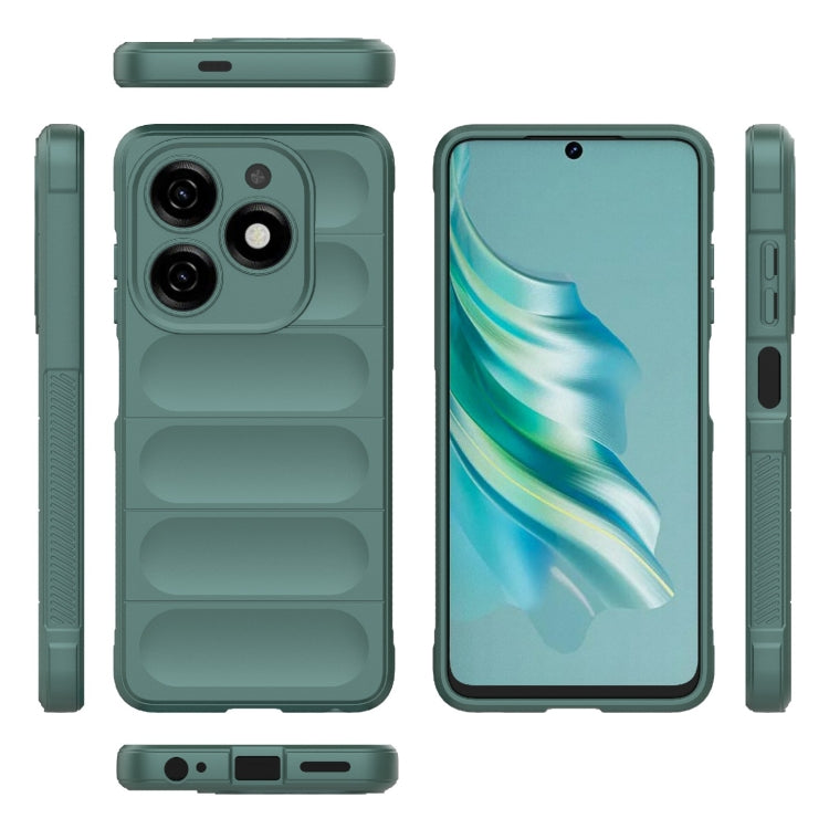 For Tecno Spark 20 Magic Shield TPU + Flannel Phone Case(Dark Green) by buy2fix