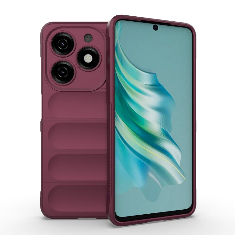 For Tecno Spark 20 Magic Shield TPU + Flannel Phone Case(Wine Red) by buy2fix