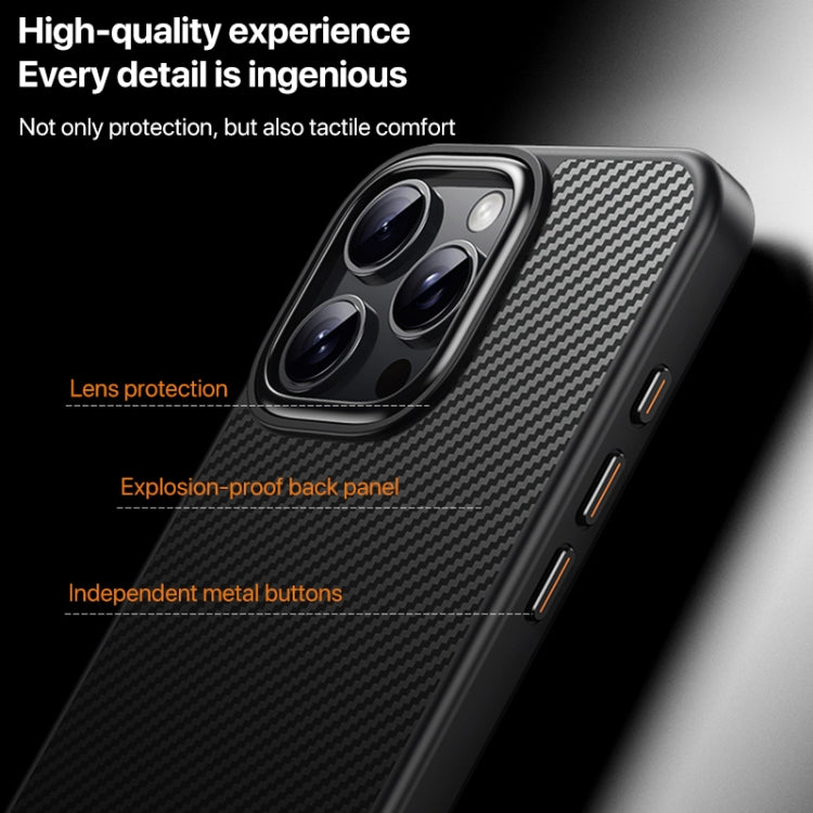 For iPhone 16 Pro Max Kevlar Fiber Shockproof MagSafe Phone Case(Black) by buy2fix